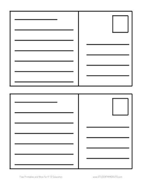 postcard writing template for kids